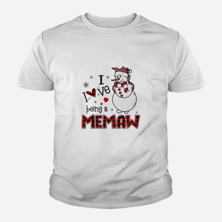 I Love Being A Memaw Snowman - Christmas Gift Youth T-shirt