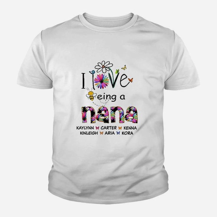 I Love Being A Nana Flower Youth T-shirt