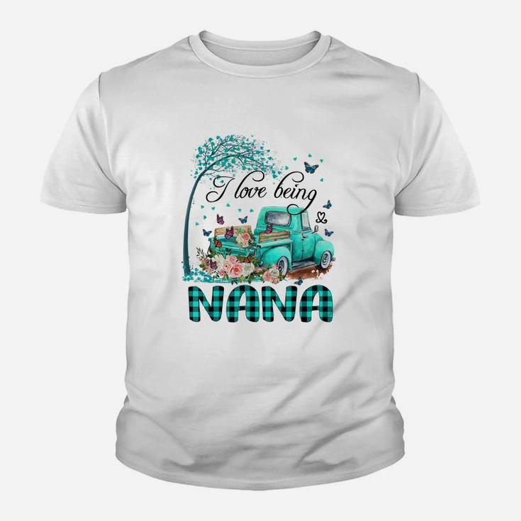 I Love Being Nana Truck Flower Youth T-shirt