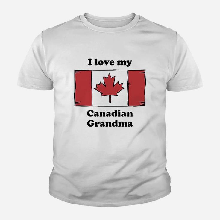 I Love My Canadian Grandma Canada Flag Grandchild Youth T-shirt