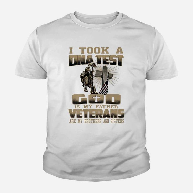I Took A Dna Test God Is My Father Veteran Youth T-shirt