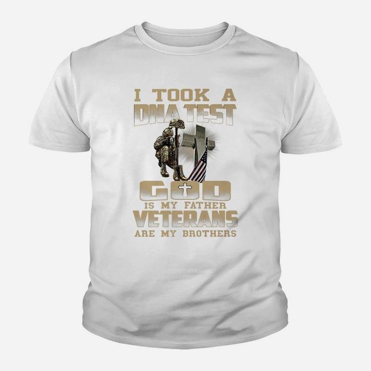 I Took A Dna Test God Is My Father Veterans Are My Brothers Youth T-shirt