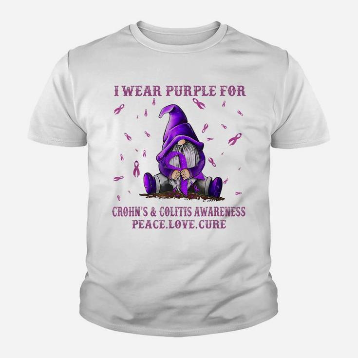 I Wear Purple For Crohn's & Colitis Awareness Gift Gnome Youth T-shirt
