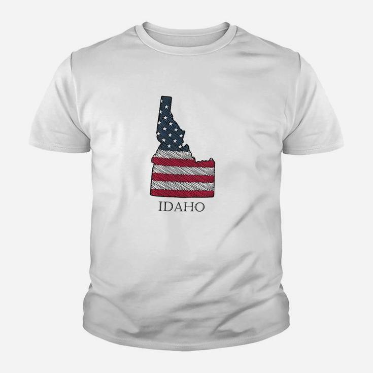 Idaho United States Flag Patriotic Map Id Youth T-shirt
