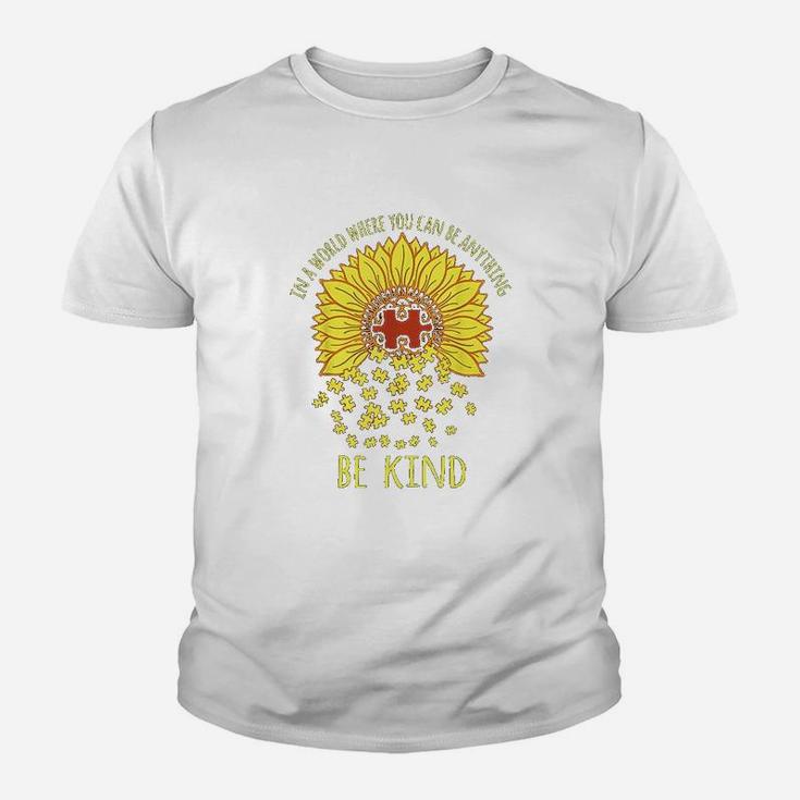 In A World Where You Can Be Anything Be Kind Sunflower Youth T-shirt