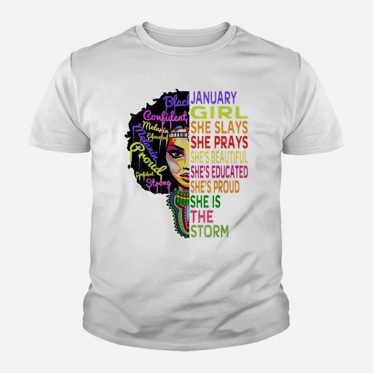 January Birthday Shirts For Women - Black African Queen Gift Youth T-shirt
