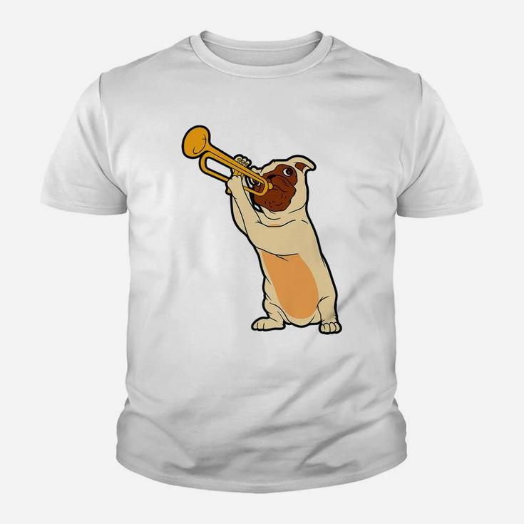 Jazz Dog Trumpet Funny Puppy Musician Cute Animal Playing Youth T-shirt