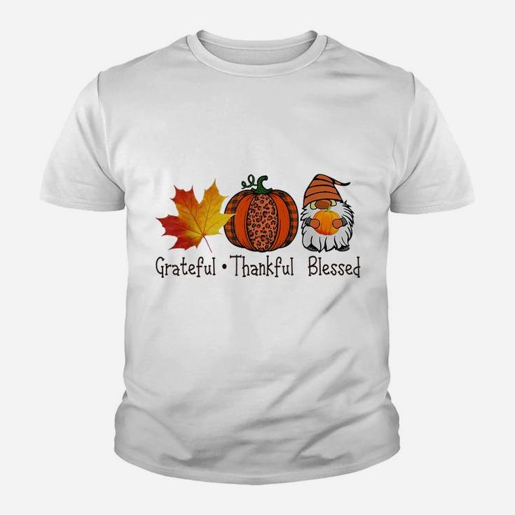 Ki Fall Leaves Pumpkin Gnome Thanksgiving Autumn Costume Youth T-shirt