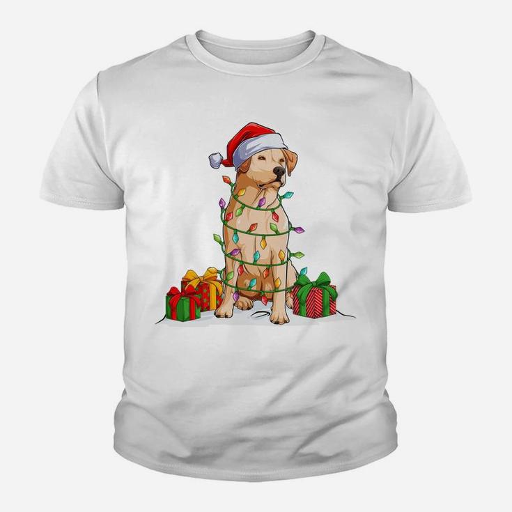 Labrador Retriever Santa Christmas Tree Lights Xmas Youth T-shirt