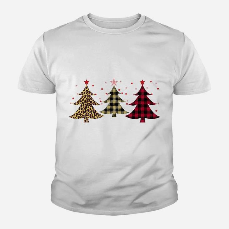 Leopard And Red Buffalo Plaid Xmas Tree Merry Christmas Sweatshirt Youth T-shirt