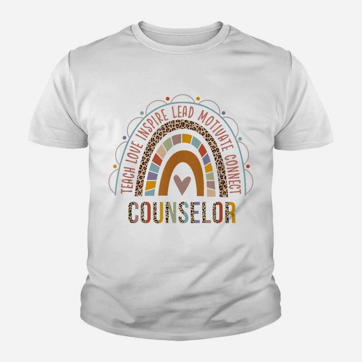 Leopard Boho Rainbow Counselor Funny 100Th Day School Youth T-shirt