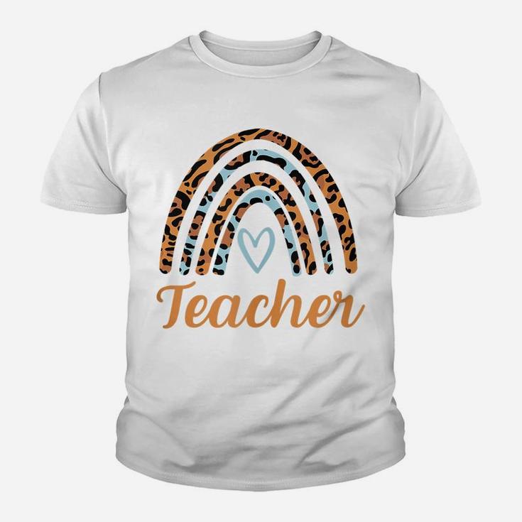 Leopard Boho Rainbow Teacher Love Women Youth T-shirt