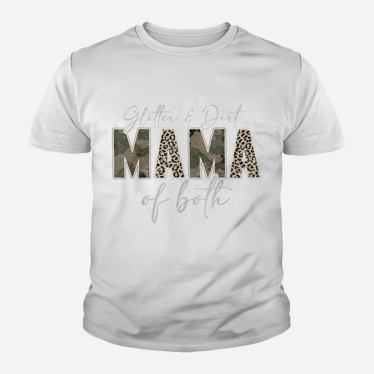 Leopard Glitter Dirt Mom Mama Of Both Camouflage Mothers Day Youth T-shirt