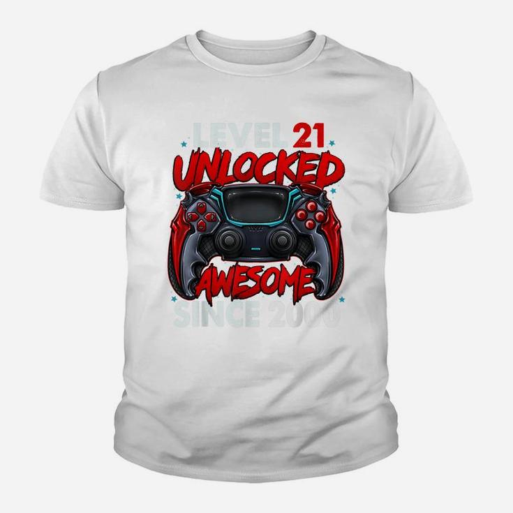 Level 21 Unlocked Awesome Since 2000 21St Birthday Gaming Youth T-shirt
