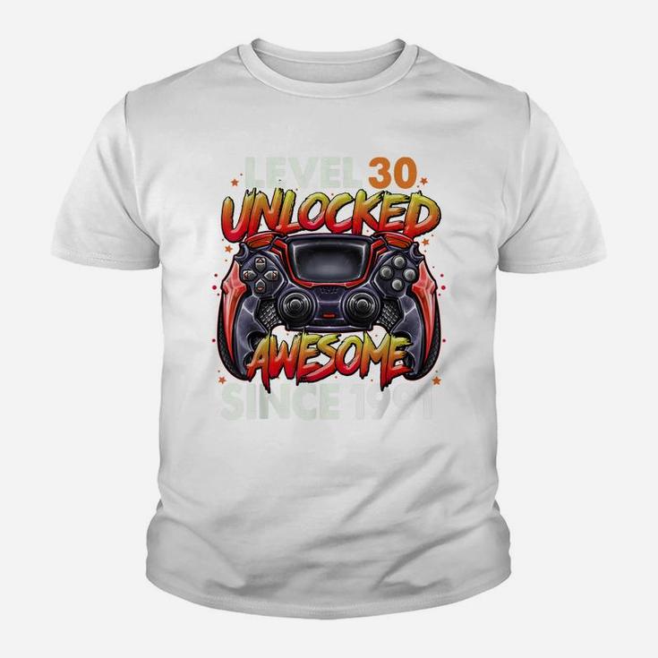 Level 30 Unlocked Awesome Since 1991 30Th Birthday Gaming Youth T-shirt