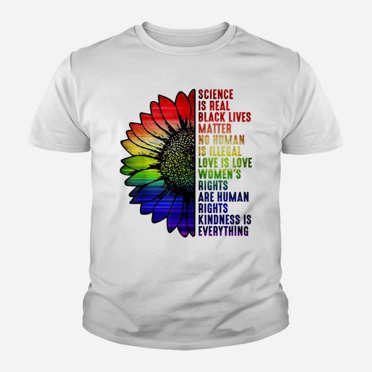 Lgbt Pride Flower Science Is Real Black Lives Matter Youth T-shirt
