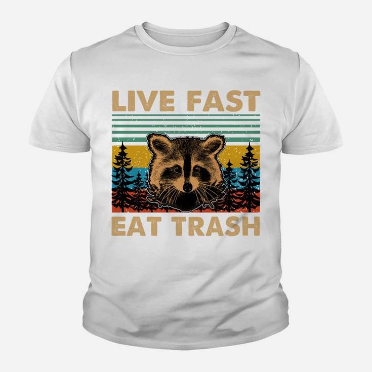 Live Fast Eat Trash Funny Raccoon Camping Vintage Retro Sweatshirt Youth T-shirt