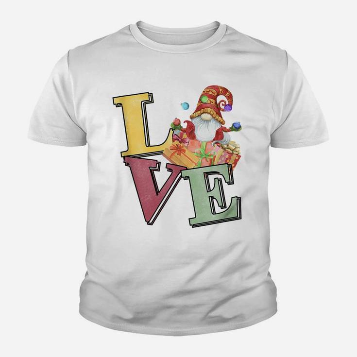 Love Christmas Gnome With Gifts Funny Xmas Pajama Nordic Elf Youth T-shirt