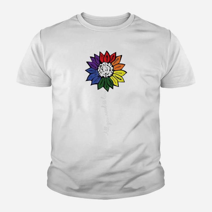 Love Sunflower Gay Pride Flower Rainbow Flag Lgbt-Q Ally Youth T-shirt
