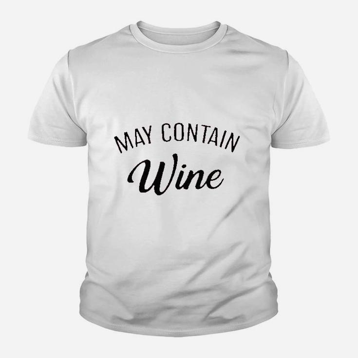 May Contain Wine Letter Print Youth T-shirt