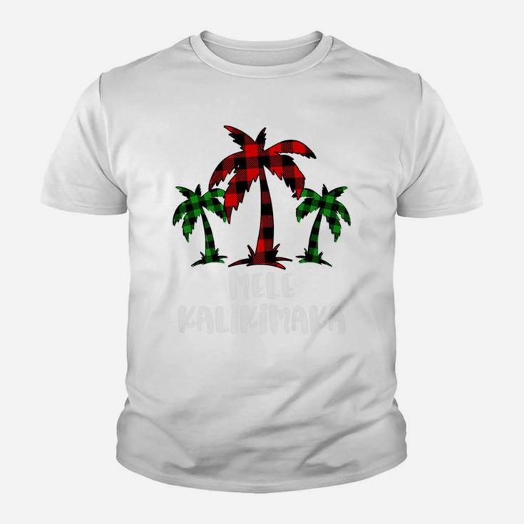 Mele Kalikimaka Palm Tree Hawaii Buffalo Plaid Christmas Pj Youth T-shirt