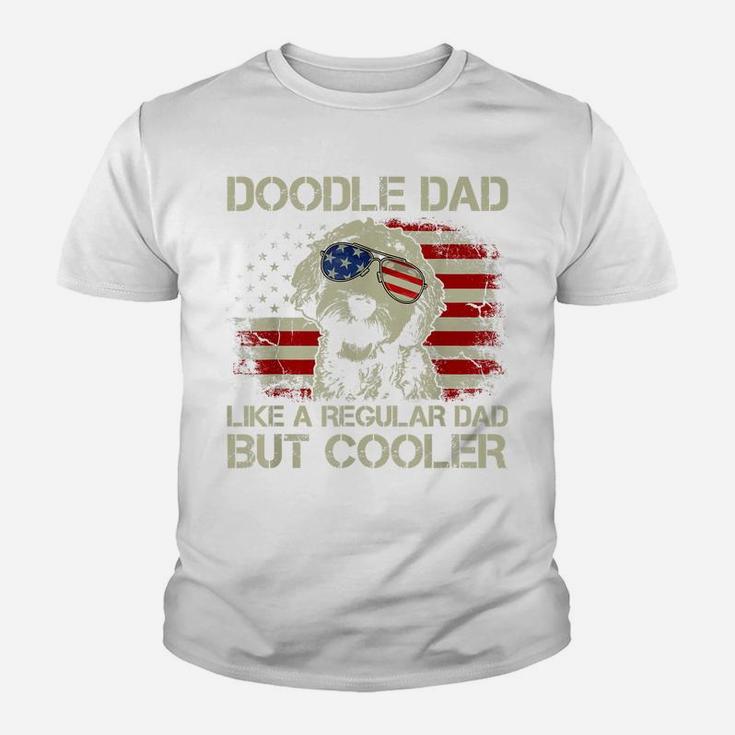 Mens Doodle Dad Goldendoodle Regular Dad But Cooler American Flag Youth T-shirt