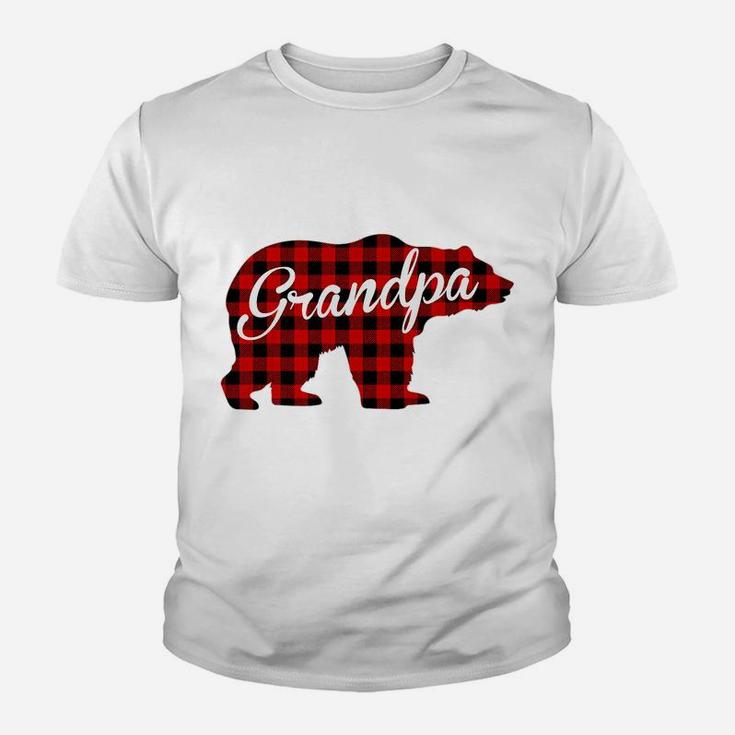 Mens Grandpa Bear Plaid Red Youth T-shirt