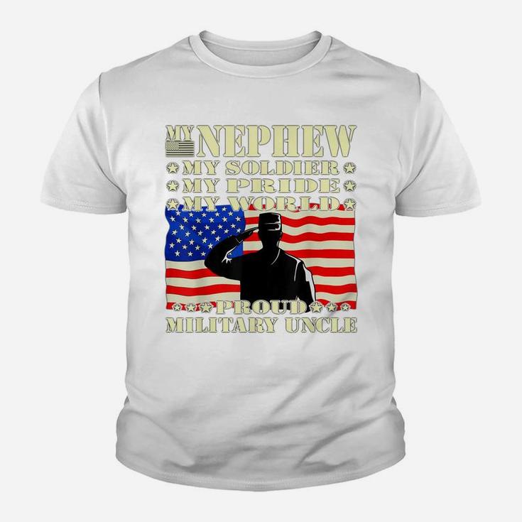 Mens My Nephew My Soldier Hero Proud Military Uncle Army Family Youth T-shirt