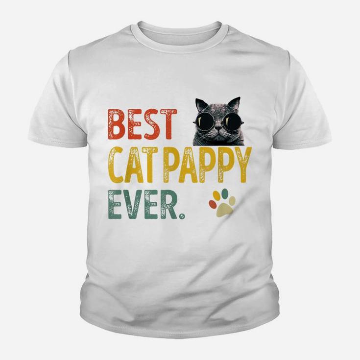 Mens Vintage Best Cat Pappy Ever Retro Cat Daddy Father Gift Youth T-shirt