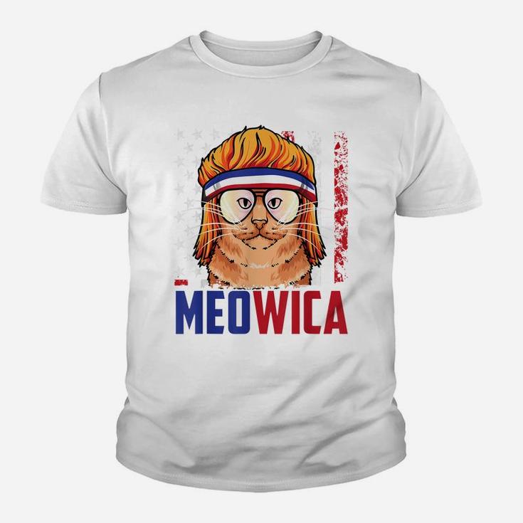 Meowica Cat Mullet American Flag Patriotic 4Th Of July Youth T-shirt