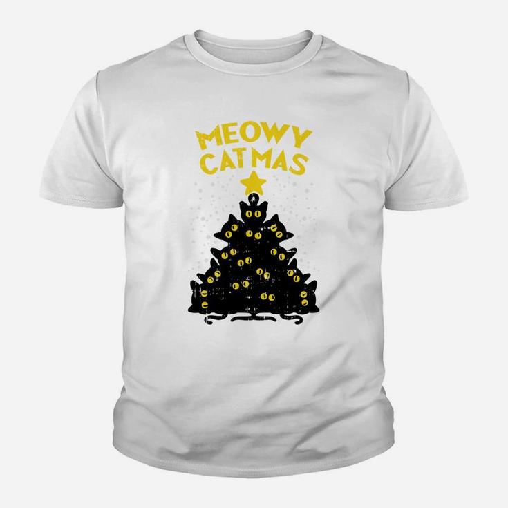 Meowy Catmas Black Cats Tree Funny Cat Owner Christmas Gift Sweatshirt Youth T-shirt