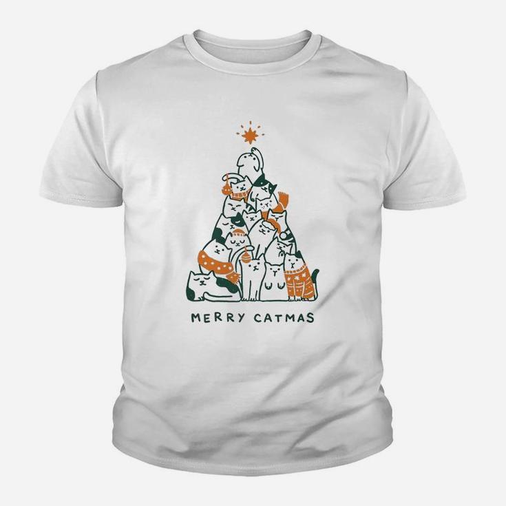 Merry Catmas Funny Cats Christmas Tree Xmas Gift Youth T-shirt