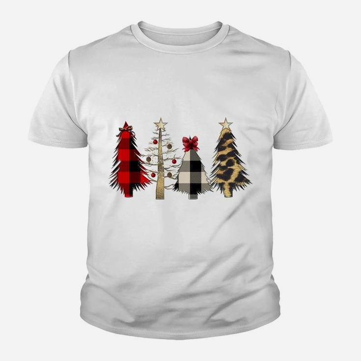 Merry Christmas Leopard And Buffalo Plaid Christmas Tree Sweatshirt Youth T-shirt