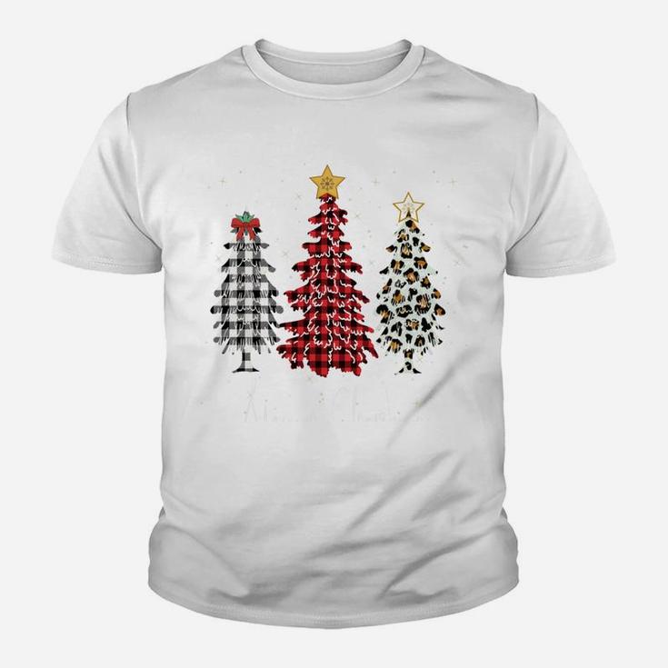 Merry Christmas Tree Leopard Plaid Printed Shirt Tshirt Youth T-shirt