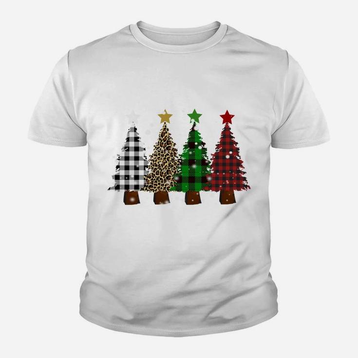 Merry Christmas Trees With Buffalo Plaid And Leopard Design Sweatshirt Youth T-shirt