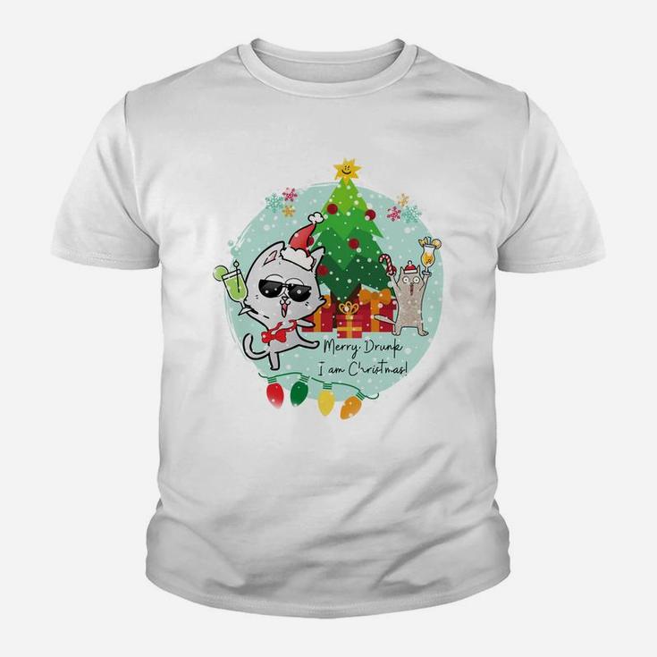 Merry Drunk I'm Christmas - Funny Drinking Cats Party Sweatshirt Youth T-shirt