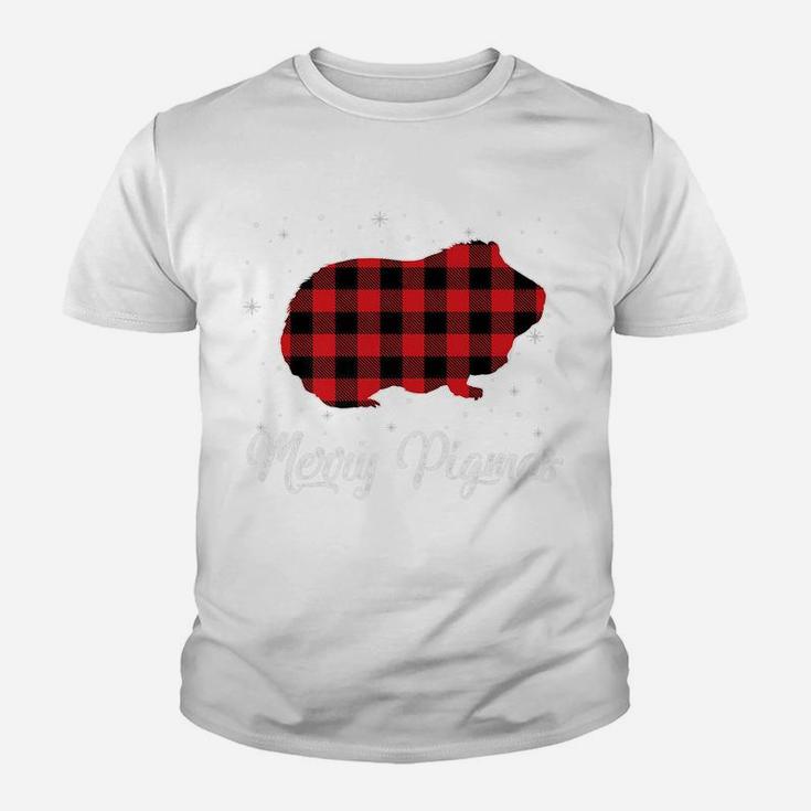 Merry Pigmas Red Plaid Guinea Pig Christmas Gift Pajama Youth T-shirt