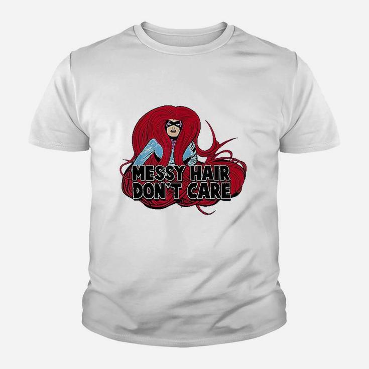 Messy Hair Dont Care Graphic Youth T-shirt