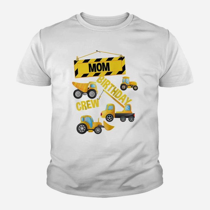 Mom Birthday Crew Construction Truck Birthday Party Digger Raglan Baseball Tee Youth T-shirt