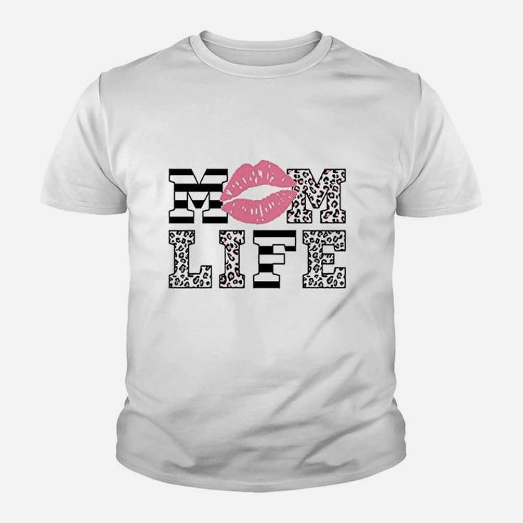 Mom Life Women Leopard Lips Youth T-shirt