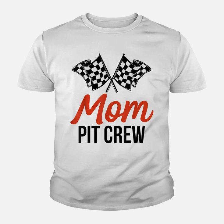 Mom Pit Crew | Funny Hosting Car Race Birthday Party Youth T-shirt
