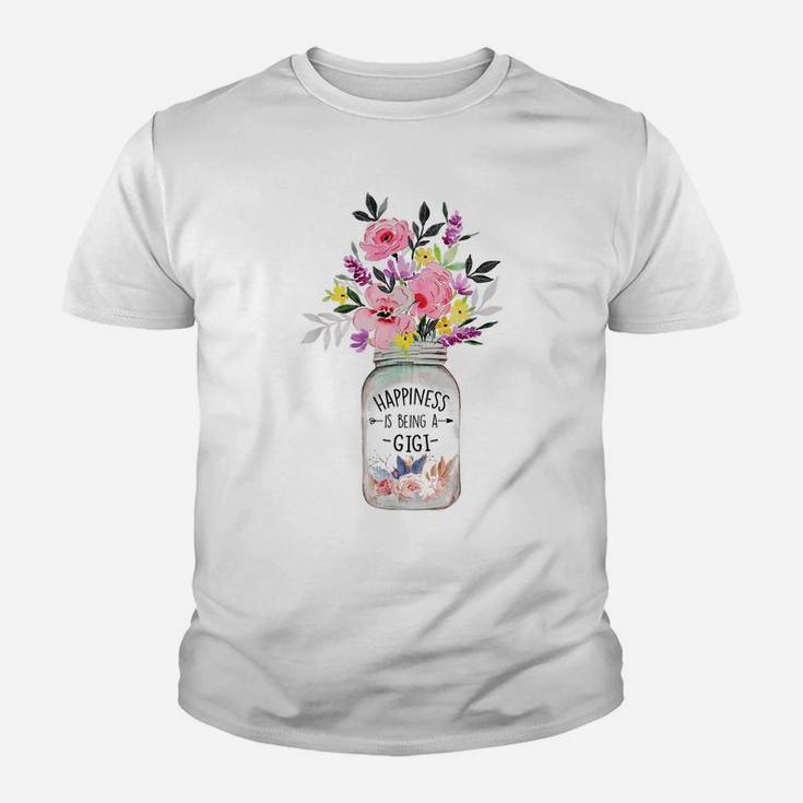 Mother's Day Gifts Happiness Is Being A Gigi Flower Floral Youth T-shirt