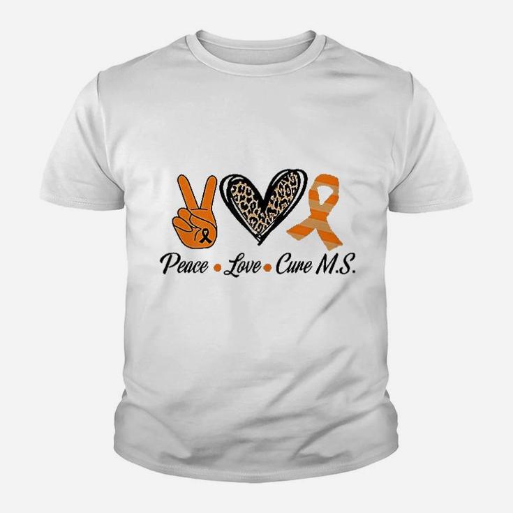 Multiple Sclerosis Awareness Peace Love Cure Youth T-shirt