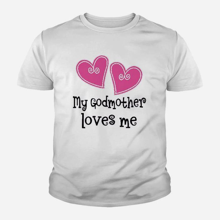 My Godmother Loves Me Hearts Youth T-shirt