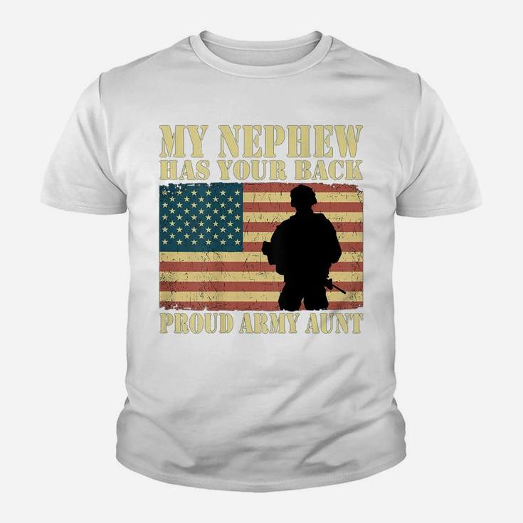 My Nephew Has Your Back Proud Army Aunt Military Auntie Gift Youth T-shirt