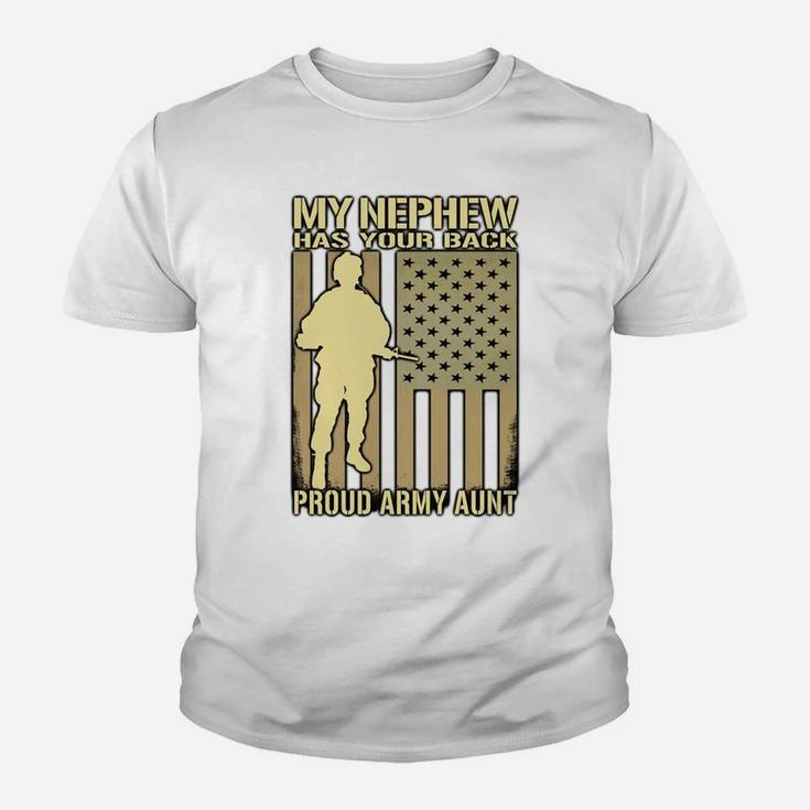 My Nephew Has Your Back - Proud Army Aunt Military Auntie Youth T-shirt