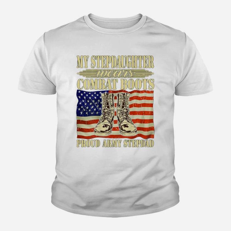 My Stepdaughter Wears Combat Boots Proud Army Stepdad Gift Youth T-shirt