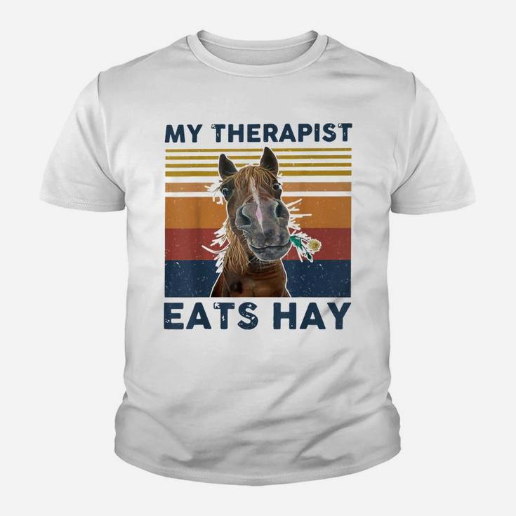 My Therapist Eats Hay Horse Flower Vintage Youth T-shirt