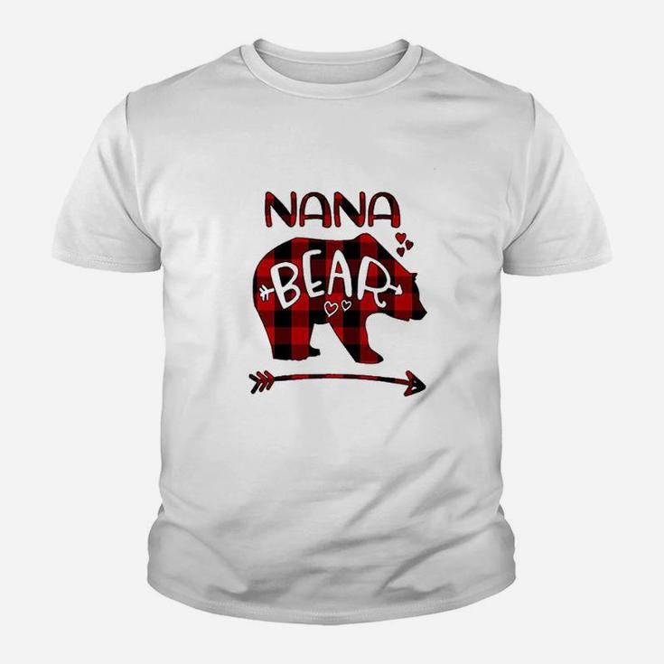 Nana Bear Red N Black Buffalo Plaid Bear Heart Youth T-shirt
