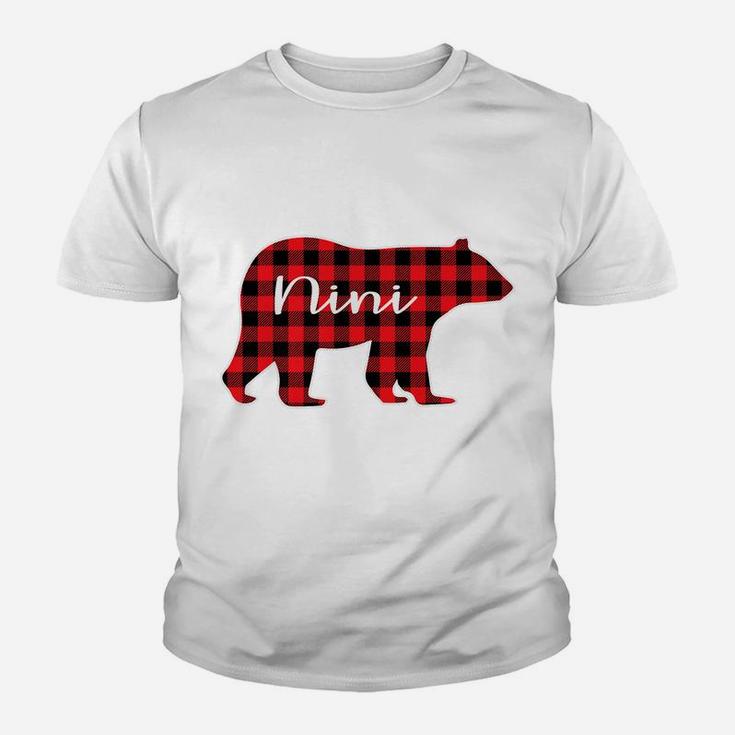 Nini Bear Red Plaid Family Matching Christmas Pajama Gift Youth T-shirt